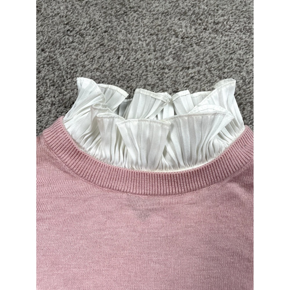 Ted Baker Sweater Womens 1 XS 4 Pink Layered Ruffle Cashmere Blend Preppy Flirty - Picture 7 of 12